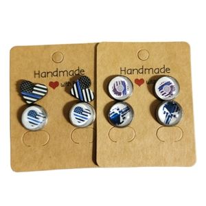 Blue Line/Police Mix Bulk/Pack Stud Earrings (4 Pairs)